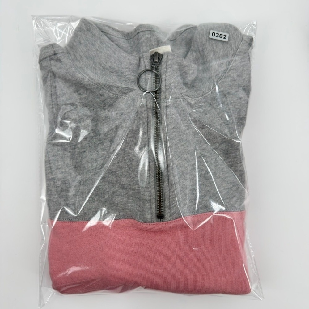 Treasure & Bond Kids XL 14/16 Pink Gray Colorblock 1/4 Zip Cotton Sweatshirt NEW - Picture 12 of 12